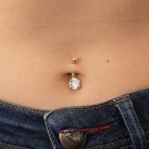 ASOS Size Medium (M) Elegant Crystal Belly Button Ring - Double Gem Navel Pierci